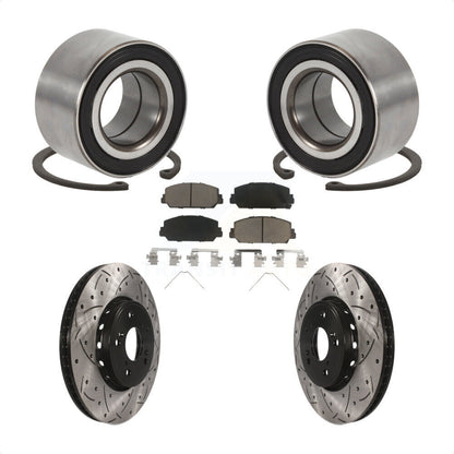 Wheel Bearing Coated Drilled Slot Brake Rotor & Pad Front Kit For 2016 Acura ILX