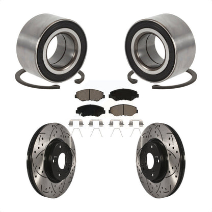 Wheel Bearing Drilled Slot Brake Rotor & Pad Front Kit For Honda Civic Acura ILX