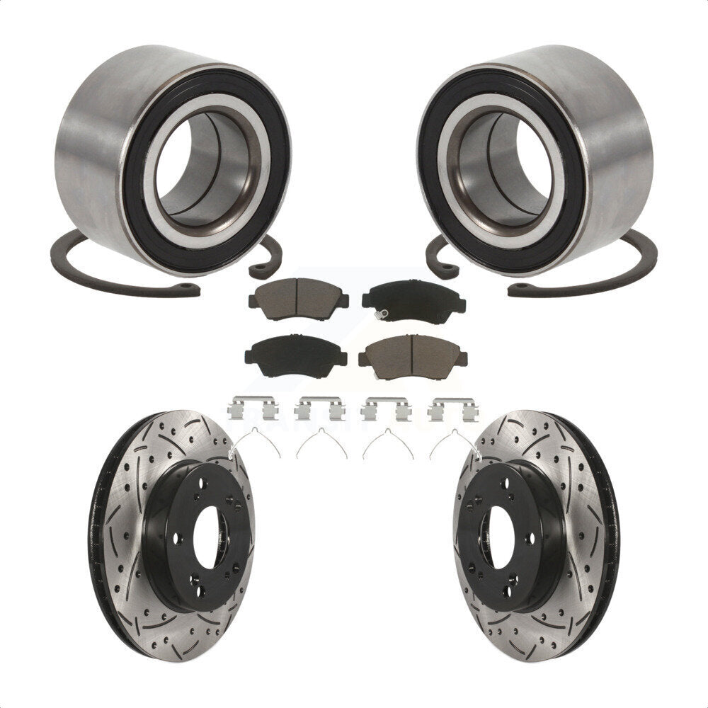Wheel Bearing Coat Drill Slot Brake Rotor Pads Front Kit For 2015 Acura ILX 1.5L