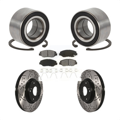 Wheel Bearing Drilled Slot Brake Rotor & Pad Front Kit For Honda Civic Acura ILX