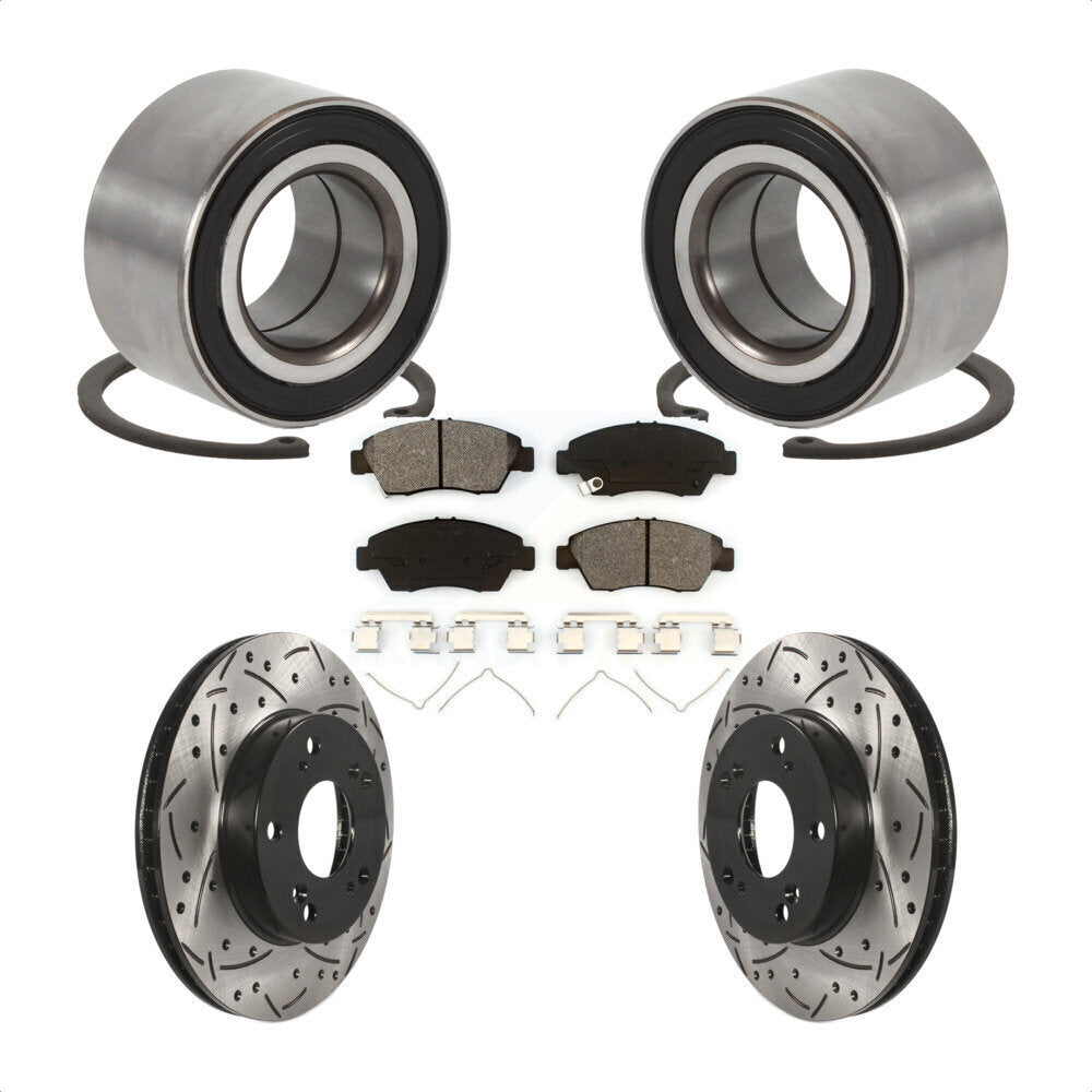 Wheel Bearing Coat Drill Slot Brake Rotor Pads Front Kit For 2015 Acura ILX 1.5L