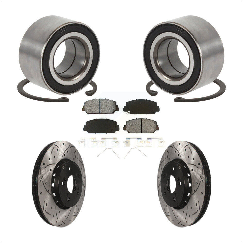 Wheel Bearing Coated Drilled Slot Brake Rotor & Pad Front Kit For 2016 Acura ILX
