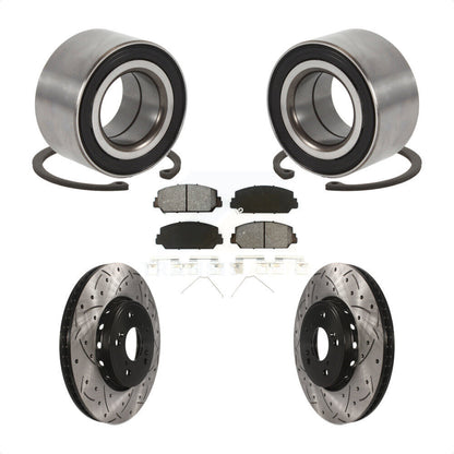 Wheel Bearing Coated Drilled Slot Brake Rotor & Pad Front Kit For 2016 Acura ILX