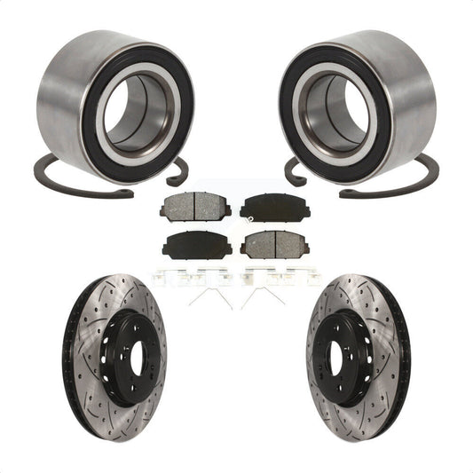 Wheel Bearing Coated Drilled Slot Brake Rotor & Pad Front Kit For 2016 Acura ILX