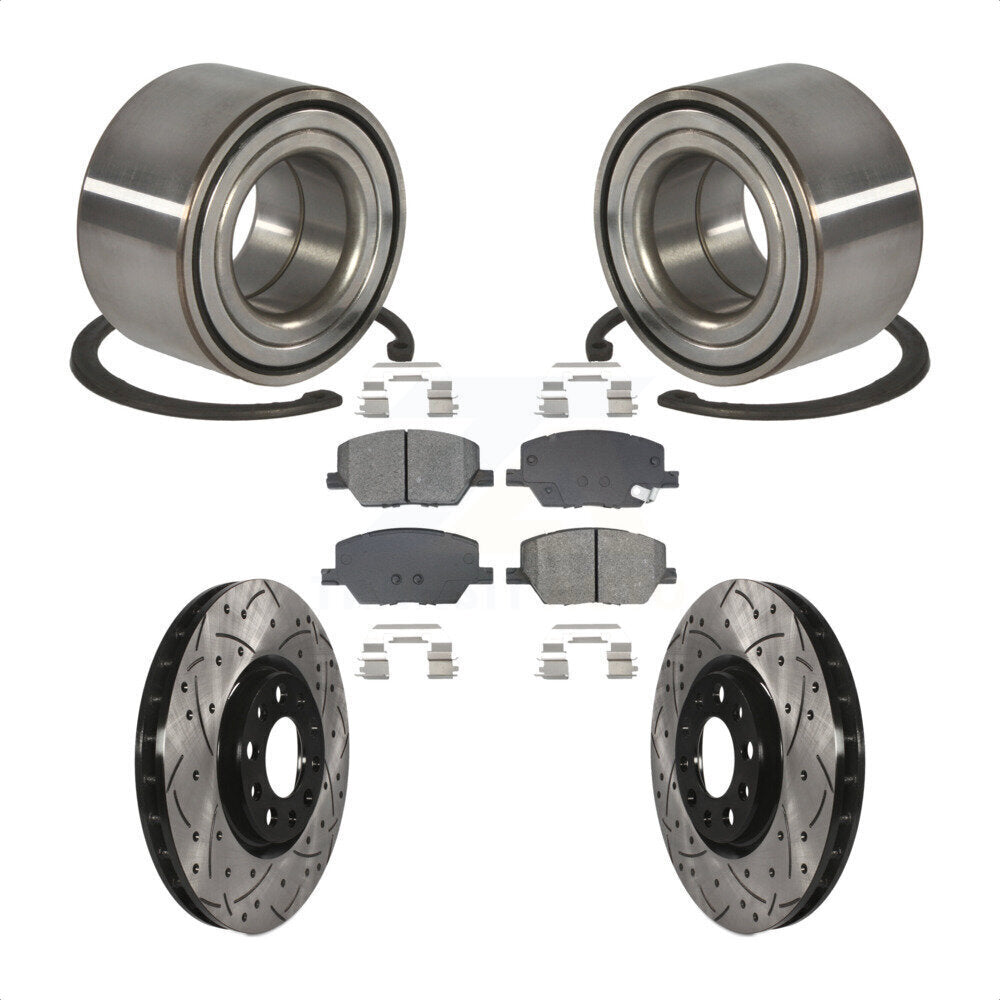 Wheel Bearing Coat Drill Slot Brake Rotor Pads Front Kit For 2016-2018 Fiat 500X