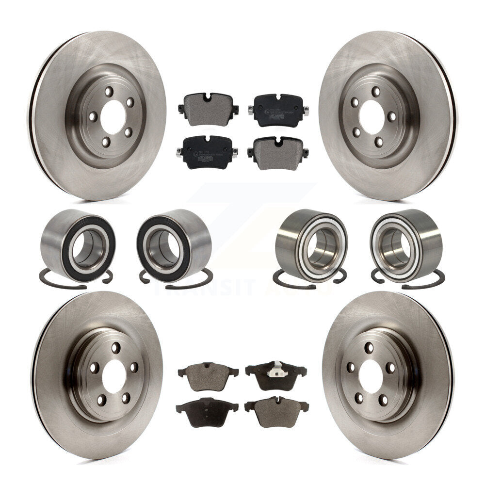 Bearings Disc Brake Rotors And Ceramic Pads Front Rear Kit (10Pc) For Jaguar XJ