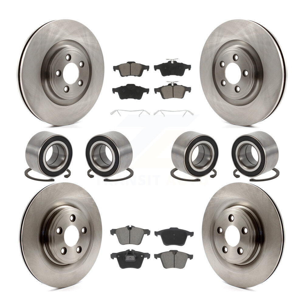 Wheel Bearing Disc Brake Rotor And Pads Front Rear Kit (10Pc) For 2015 Jaguar XK