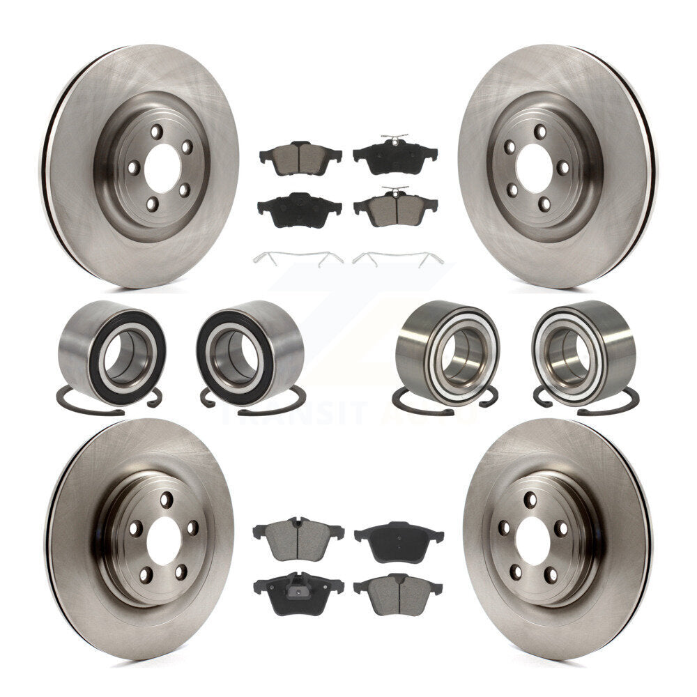 Bearings Disc Brake Rotors And Ceramic Pads Front Rear Kit (10Pc) For Jaguar XJ