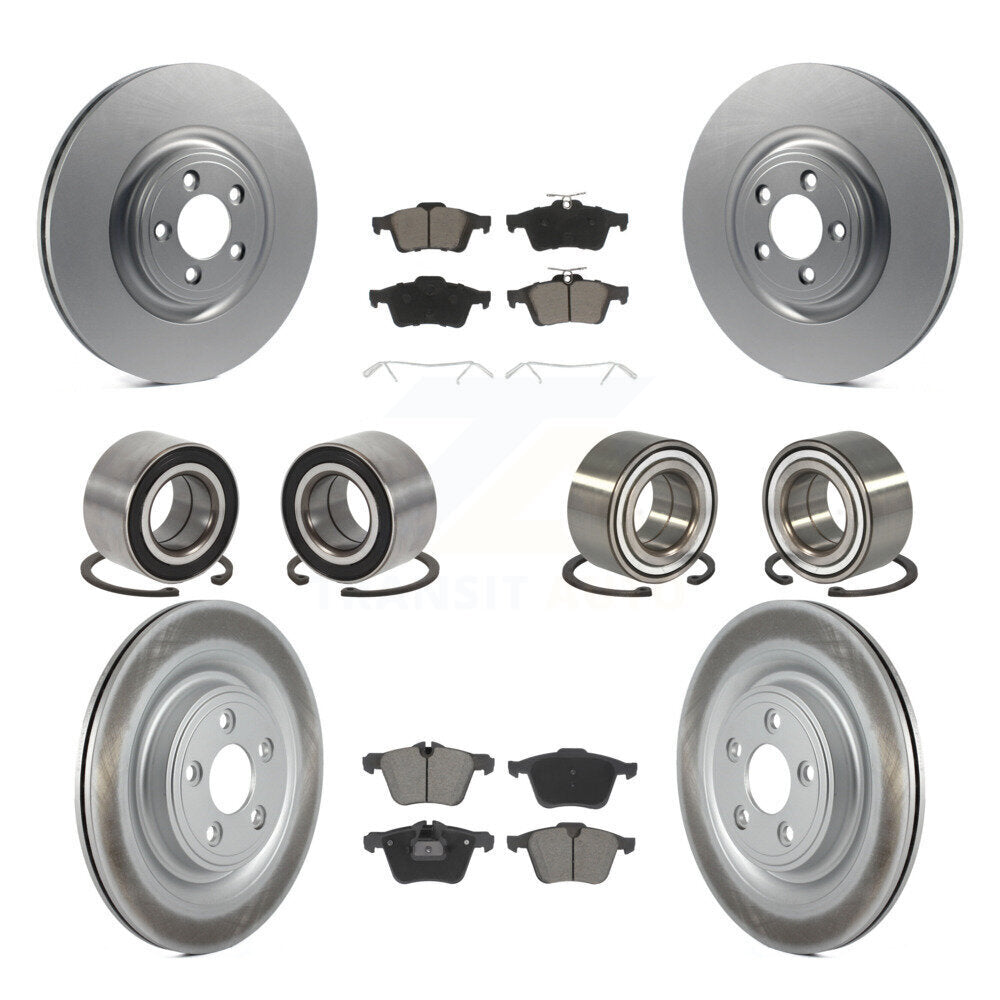 Bearings Coated Disc Brake Rotors And Pads Front Rear Kit (10Pc) For Jaguar XJ