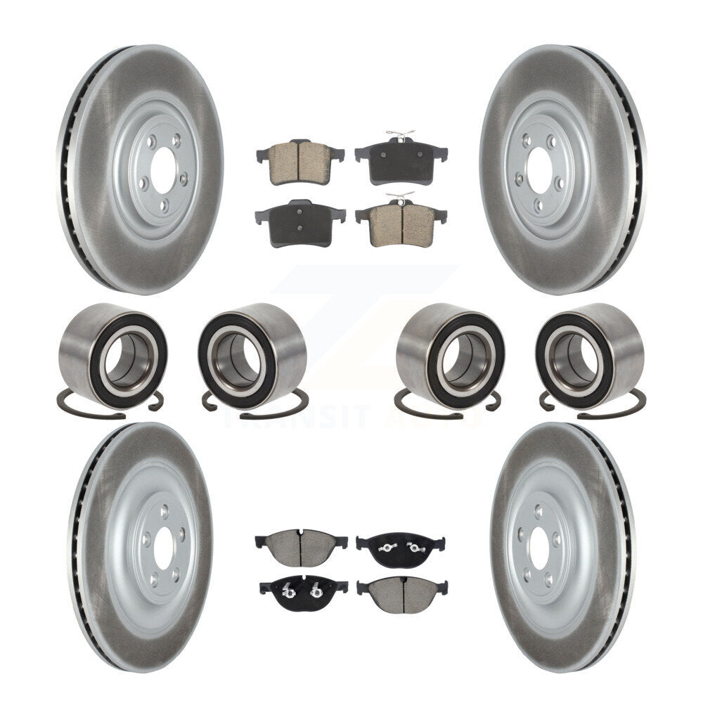 Bearing Coated Brake Rotor & Pads Front Rear Kit (10Pc) For Jaguar XJR XKR XKR-S