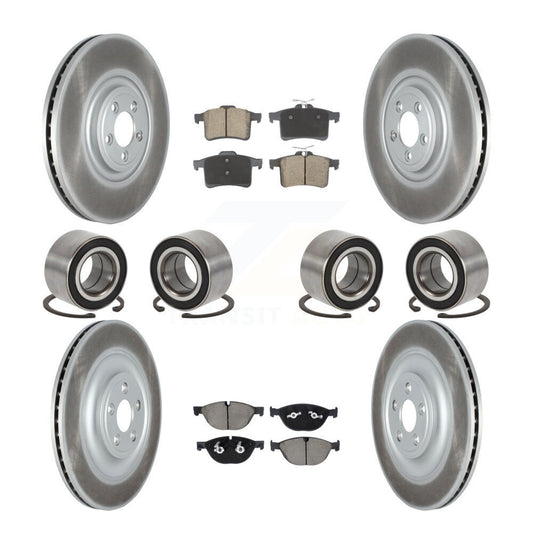 Bearing Coated Brake Rotor & Pads Front Rear Kit (10Pc) For Jaguar XJR XKR XKR-S