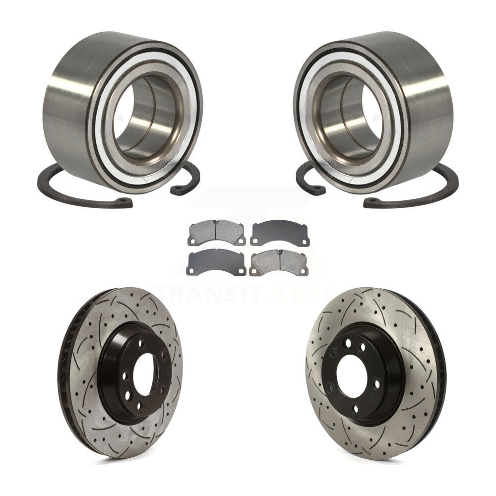 Wheel Bearing Coated Drilled Slot Brake Rotor Pads Front Kit For Porsche Cayenne