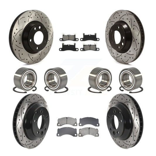 Bearing Coated Brake Rotor & Pads Front Rear Kit (10Pc) For Porsche Cayenne Base