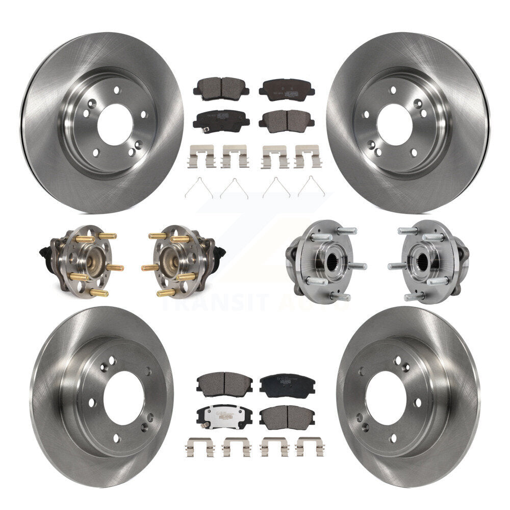 Hub Bearing Disc Brake Rotor And Ceramic Pads Front Rear Kit (10Pc) For Kia Soul