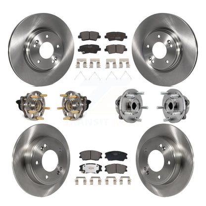Hub Bearing Disc Brake Rotor And Ceramic Pads Front Rear Kit (10Pc) For Kia Soul