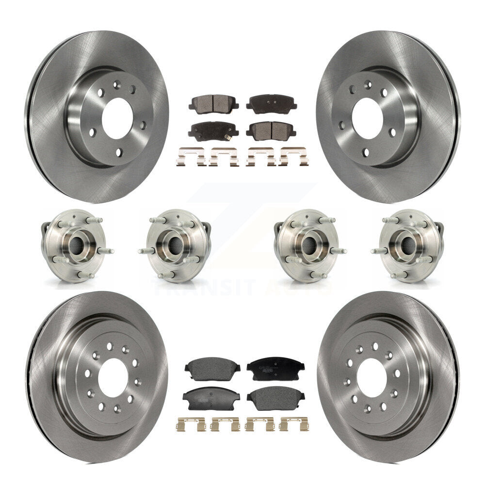 Hub Bearing Brake Rotor Pad Front Rear Kit (10Pc) For 2013-2015 Cadillac ATS AWD