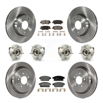 Hub Bearing Brake Rotor Pad Front Rear Kit (10Pc) For 2013-2015 Cadillac ATS AWD