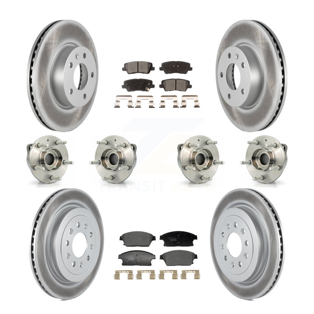 Hub Bearing Coated Brake Rotor & Pads Front Rear Kit (10Pc) For Cadillac ATS AWD