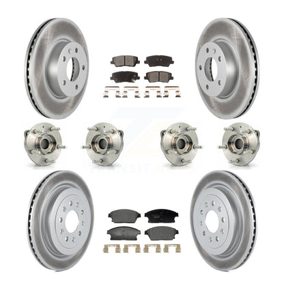 Hub Bearing Coated Brake Rotor & Pads Front Rear Kit (10Pc) For Cadillac ATS AWD