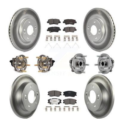 Hub Bearing Coated Disc Brake Rotors And Pads Front Rear Kit (10Pc) For Kia Soul