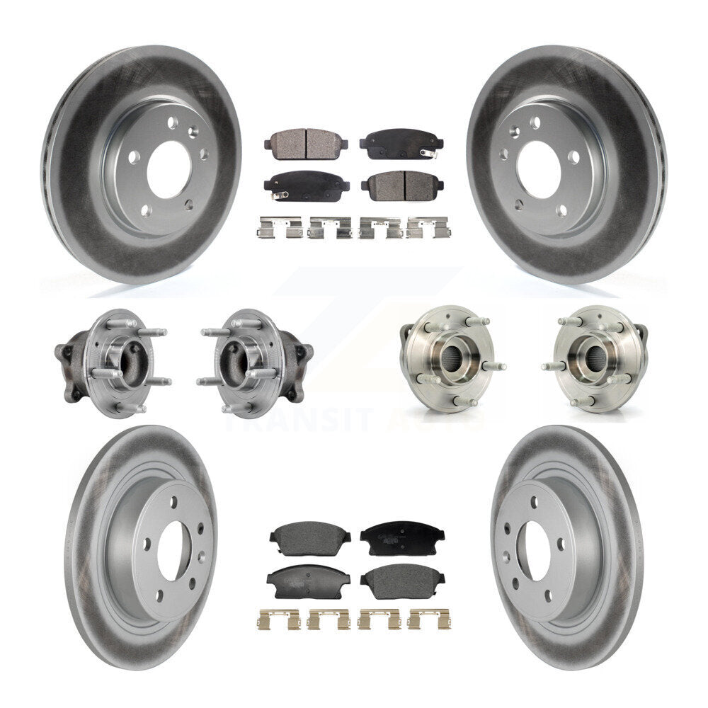 Hub Bearing Coated Brake Rotor & Pad Front Rear Kit (10Pc) For Buick Verano Volt