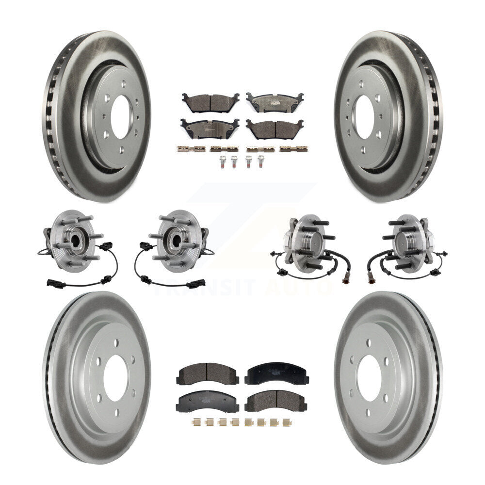 Hub Bearing Coated Brake Rotor Pad Front Rear Kit (10Pc) For Ford Expedition RWD