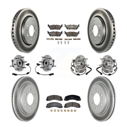 Hub Bearing Coated Brake Rotor Pad Front Rear Kit (10Pc) For Ford Expedition 4WD