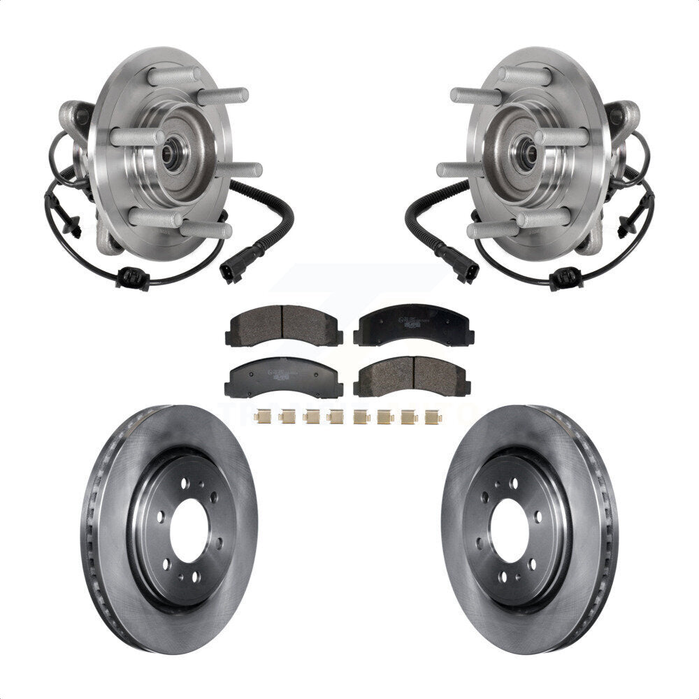 Hub Bearing Brake Rotor Pads Front Kit For Ford Expedition Lincoln Navigator 4WD