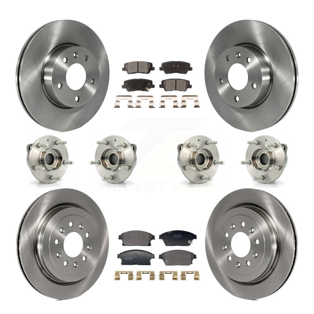 Hub Bearing Brake Rotor Pad Front Rear Kit (10Pc) For 2013-2015 Cadillac ATS AWD