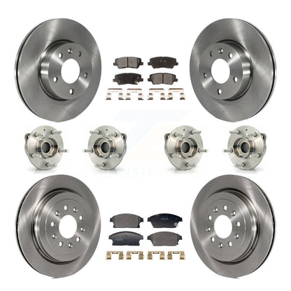 Hub Bearing Brake Rotor Pad Front Rear Kit (10Pc) For 2013-2015 Cadillac ATS AWD