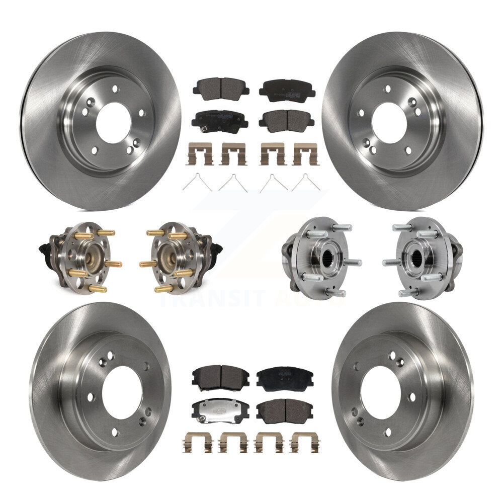 Hub Bearing Assembly Disc Brake Rotor And Pad Front Rear Kit (10Pc) For Kia Soul