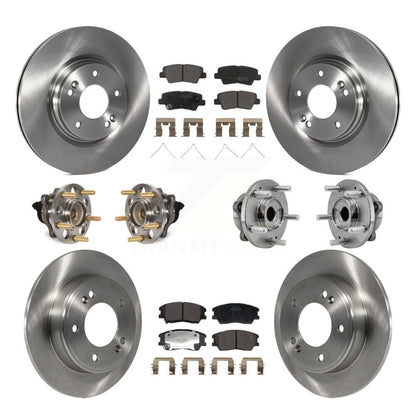 Hub Bearing Assembly Disc Brake Rotor And Pad Front Rear Kit (10Pc) For Kia Soul