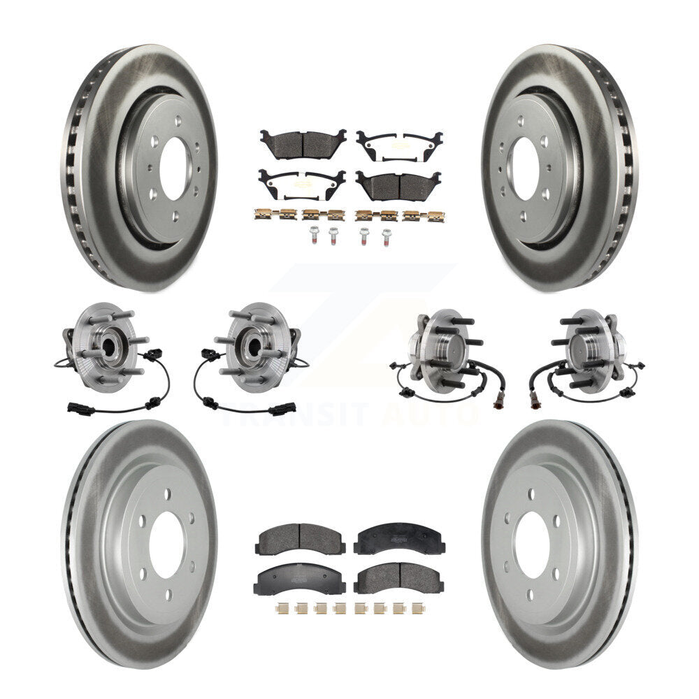 Hub Bearing Coated Brake Rotor Pad Front Rear Kit (10Pc) For Ford Expedition RWD