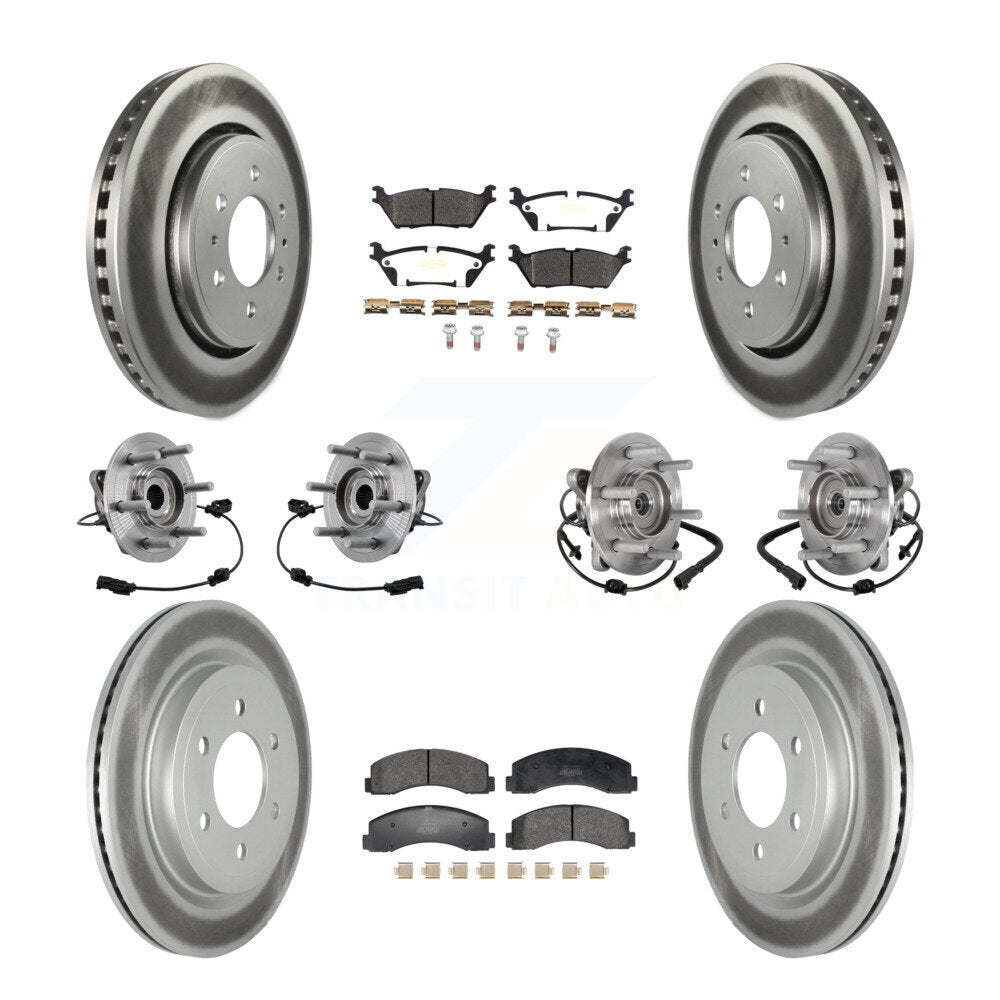 Hub Bearing Coated Brake Rotor Pad Front Rear Kit (10Pc) For Ford Expedition 4WD