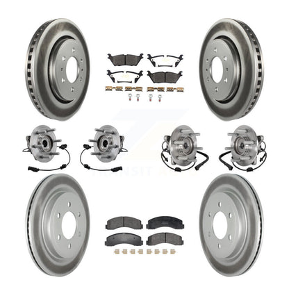 Hub Bearing Coated Brake Rotor Pad Front Rear Kit (10Pc) For Ford Expedition 4WD