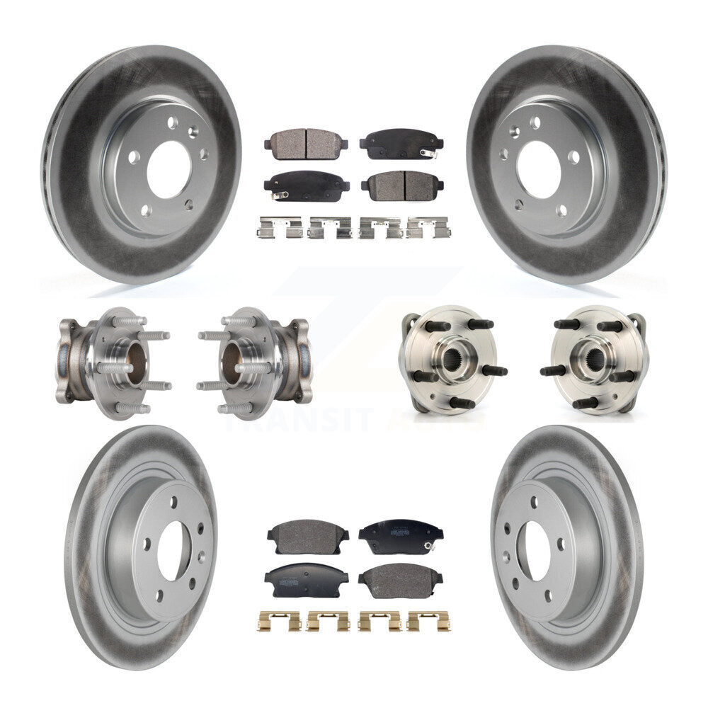 Hub Bearing Coated Brake Rotor And Pad Front Rear Kit (10Pc) For Chevrolet Cruze