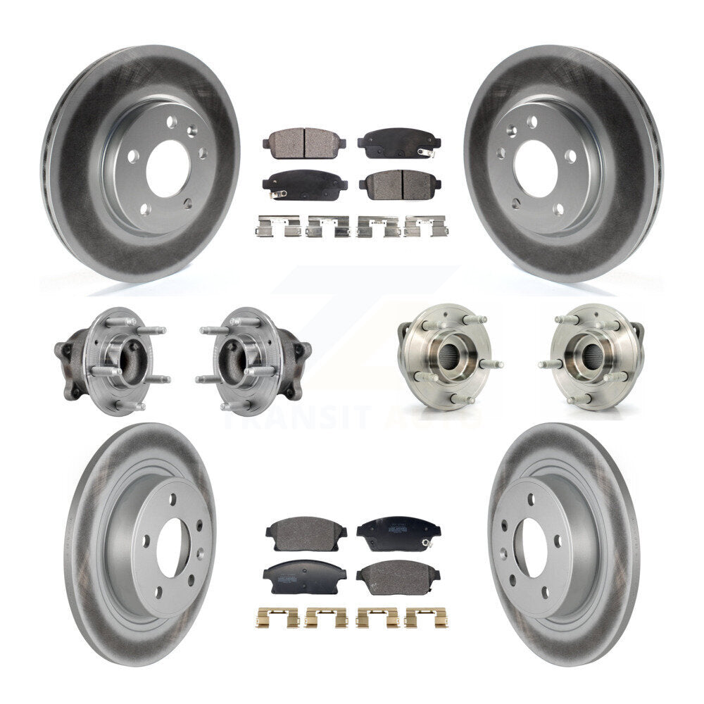 Hub Bearing Coated Brake Rotor & Pad Front Rear Kit (10Pc) For Buick Verano Volt