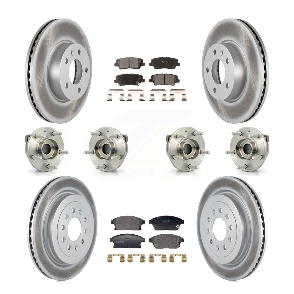 Hub Bearing Coated Brake Rotor & Pads Front Rear Kit (10Pc) For Cadillac ATS AWD