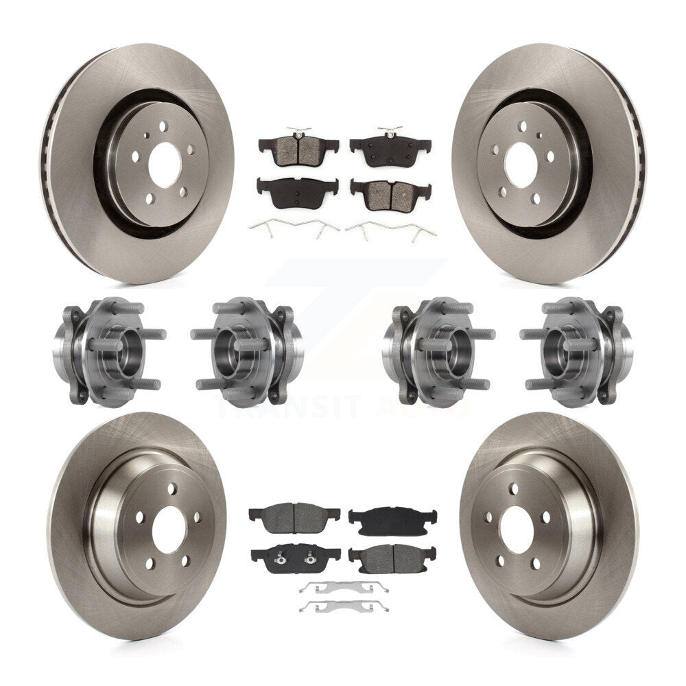 Hub Bearing Brake Rotor & Pads Front Rear Kit (10Pc) For Lincoln Continental AWD