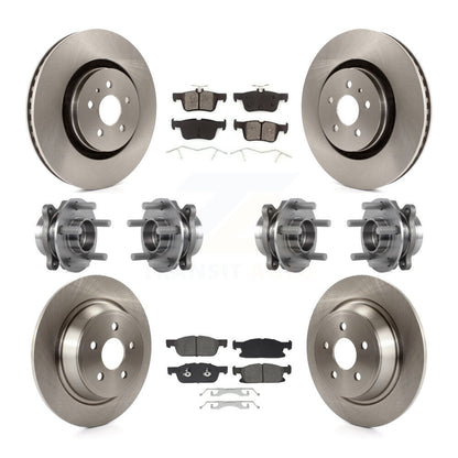 Hub Bearing Brake Rotor & Pads Front Rear Kit (10Pc) For Lincoln Continental AWD