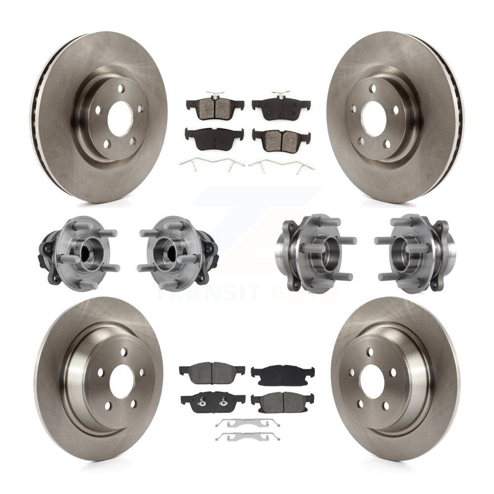 Hub Bearing Brake Rotor & Pads Front Rear Kit (10Pc) For Lincoln Continental FWD