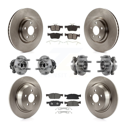 Hub Bearing Brake Rotor & Pads Front Rear Kit (10Pc) For Lincoln Continental FWD