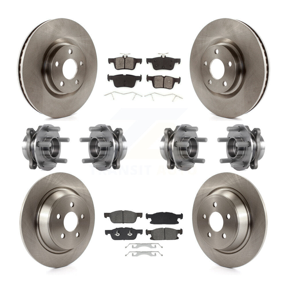 Hub Bearing Brake Rotor & Pads Front Rear Kit (10Pc) For Lincoln Continental AWD