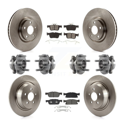 Hub Bearing Brake Rotor & Pads Front Rear Kit (10Pc) For Lincoln Continental AWD