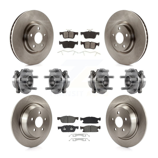 Hub Bearing Brake Rotor & Pads Front Rear Kit (10Pc) For Lincoln Continental AWD