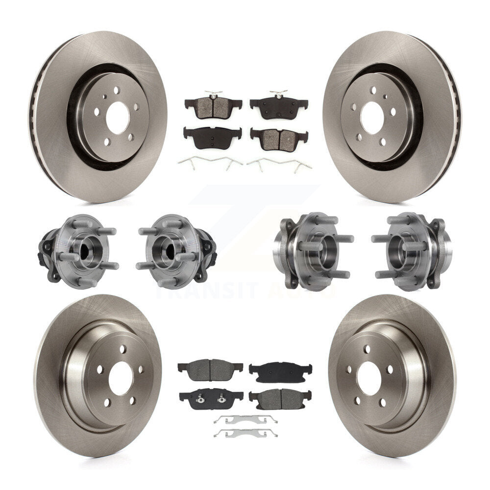 Hub Bearing Brake Rotor & Pads Front Rear Kit (10Pc) For Lincoln Continental FWD
