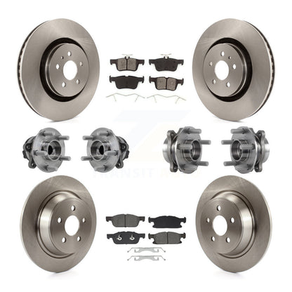 Hub Bearing Brake Rotor & Pads Front Rear Kit (10Pc) For Lincoln Continental FWD