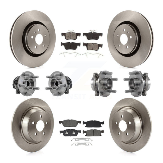 Hub Bearing Brake Rotor & Pads Front Rear Kit (10Pc) For Lincoln Continental FWD