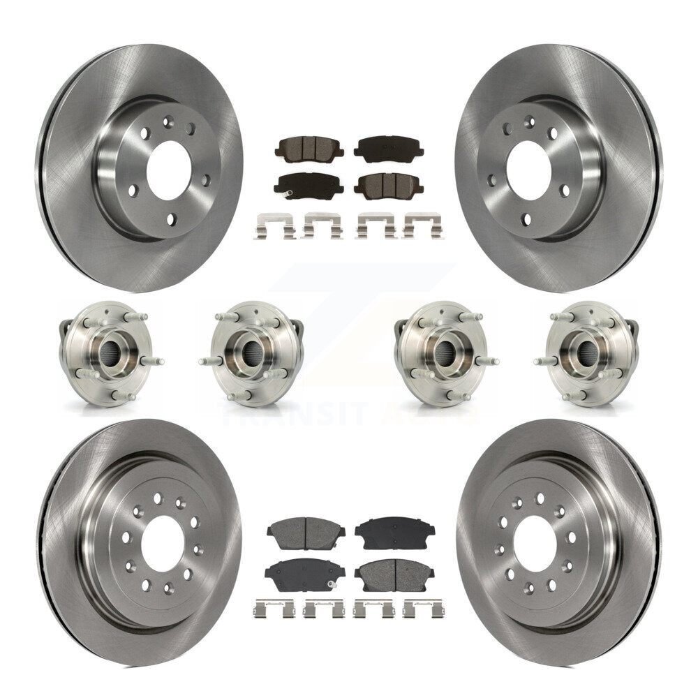 Hub Bearing Brake Rotor Pad Front Rear Kit (10Pc) For 2013-2015 Cadillac ATS AWD