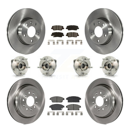 Hub Bearing Brake Rotor Pad Front Rear Kit (10Pc) For 2013-2015 Cadillac ATS AWD